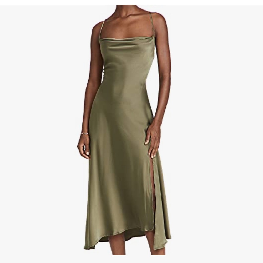 ASTR GAIA MIDI SLIPDRESS IN OLIVE GREEN 🫒 Size S